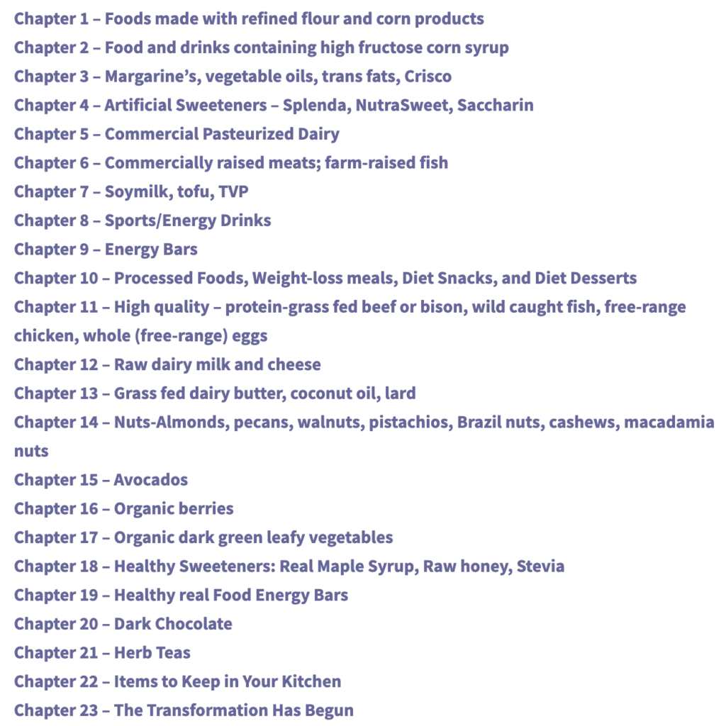 the fat burning kitchen review table of contents