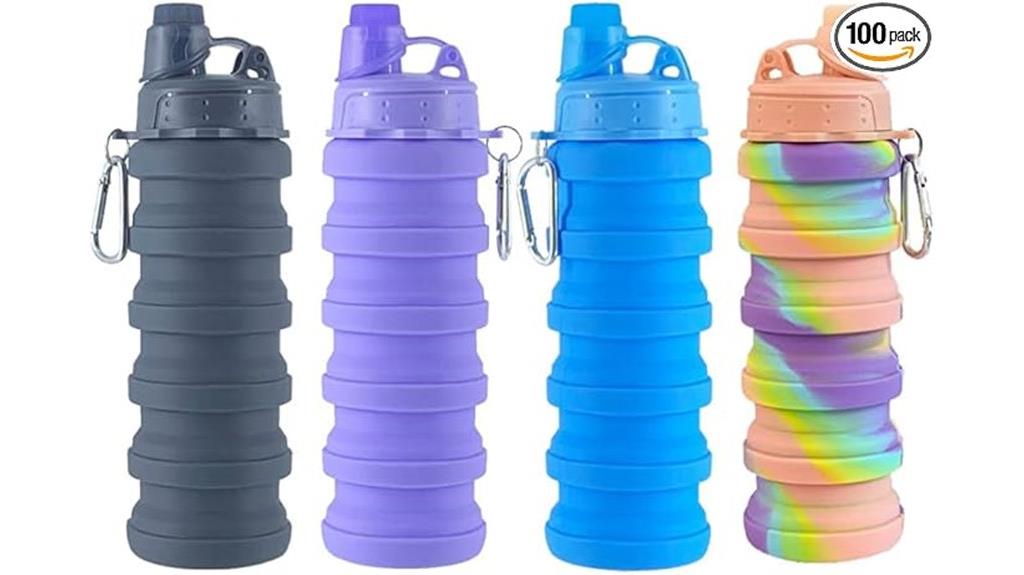 colorful collapsible water bottles