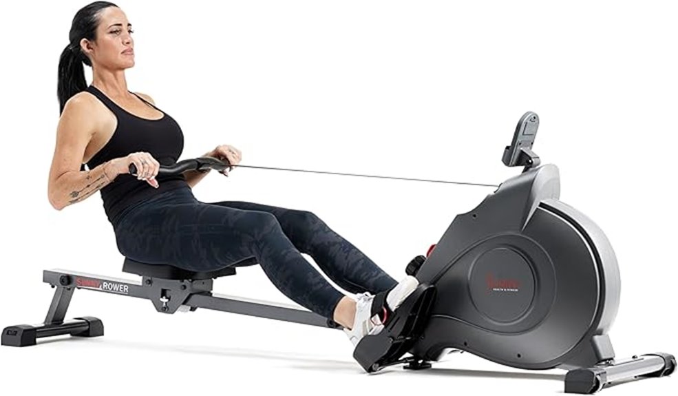 foldable rowing machine rail