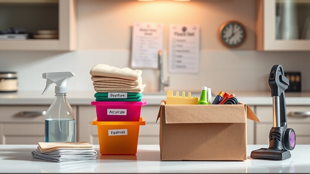 gather decluttering supplies ready