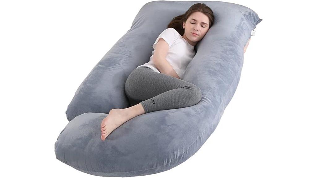 gray j shaped pregnancy pillow