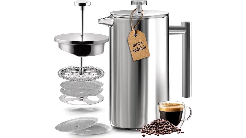 large stainless steel french press