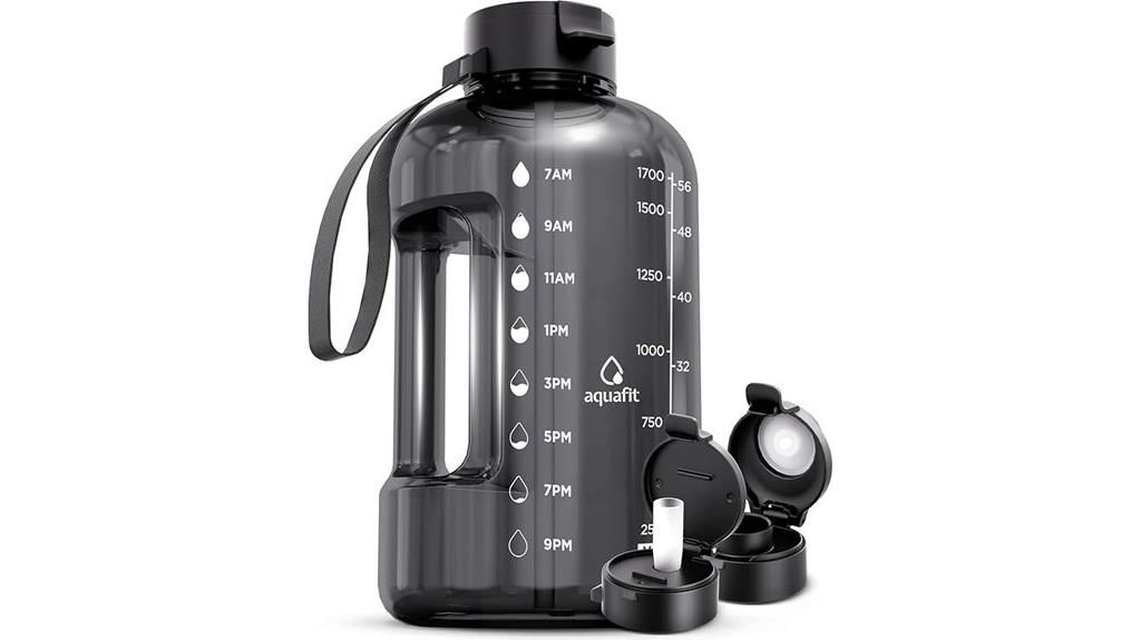 large water bottle with time
