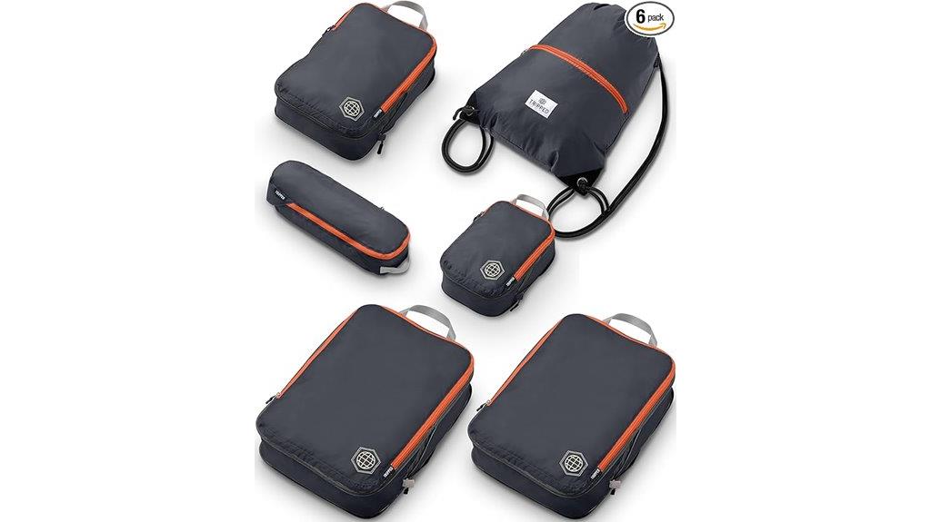 six piece travel packing cubes