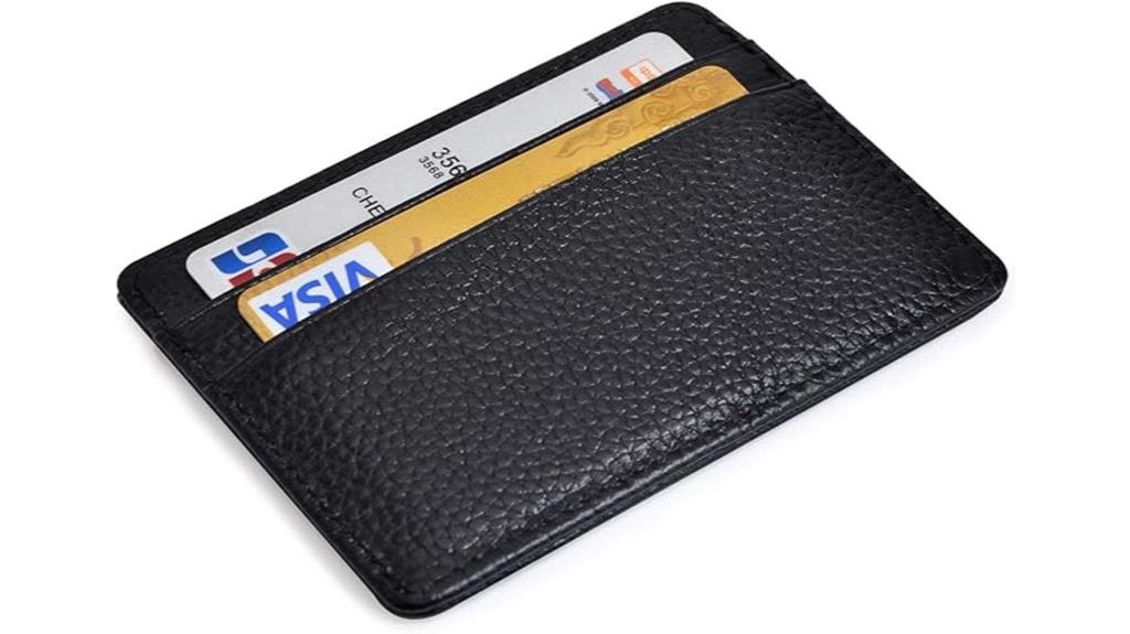 slim leather wallet with id
