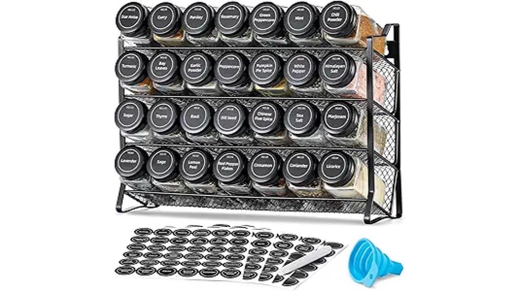 spice rack with 28 jars