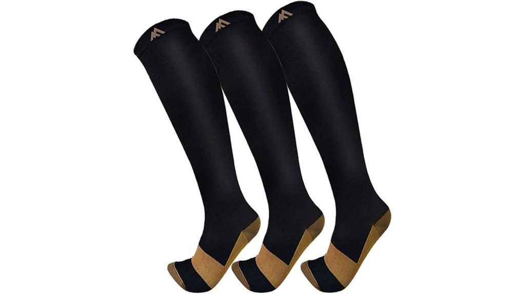 three copper compression socks