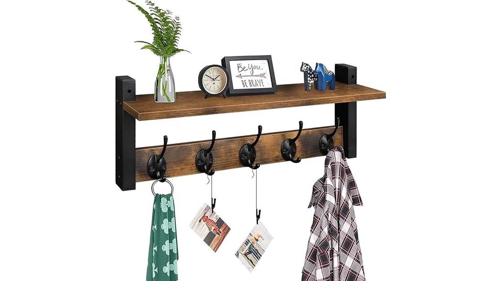 wooden coat rack with hooks