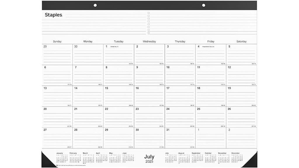 22x17 academic desk calendar