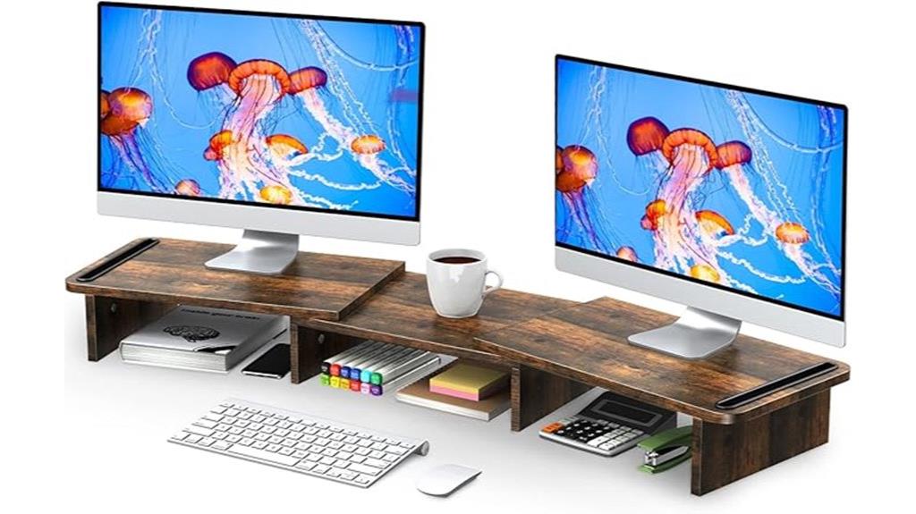 adjustable dual monitor riser