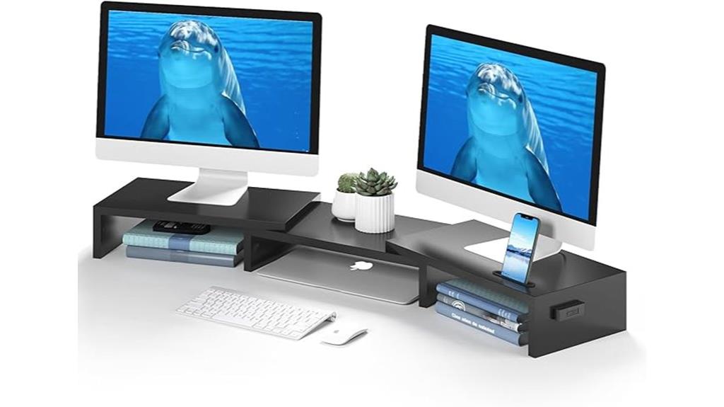 dual monitor stand with accessories