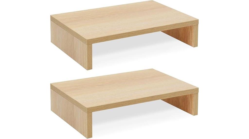 dual pack wooden monitor risers