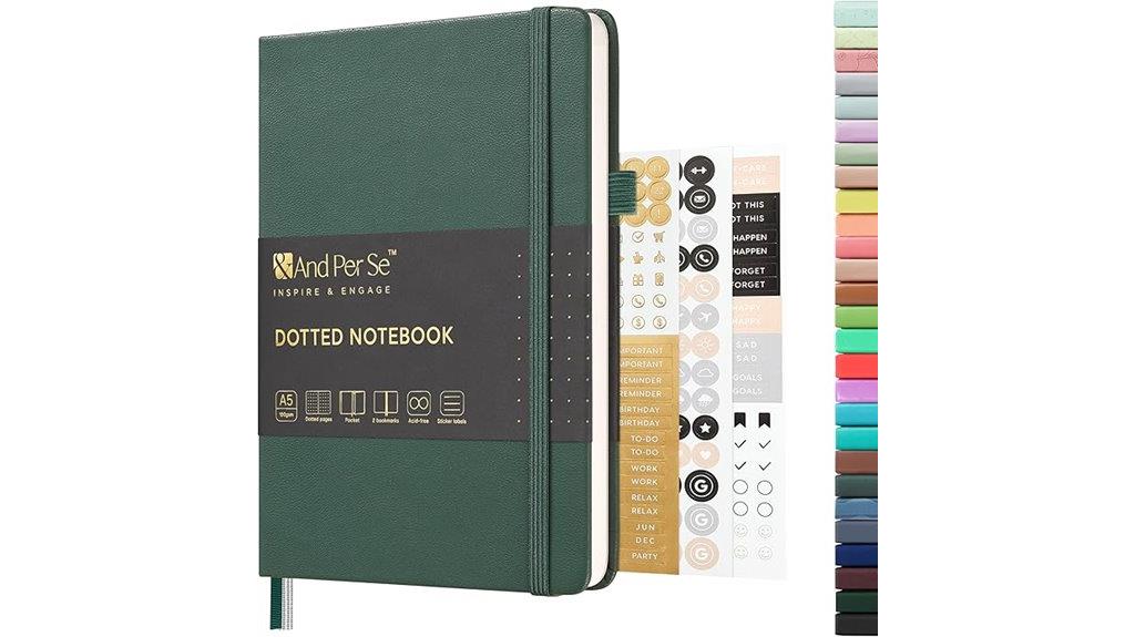 green a5 leather journal
