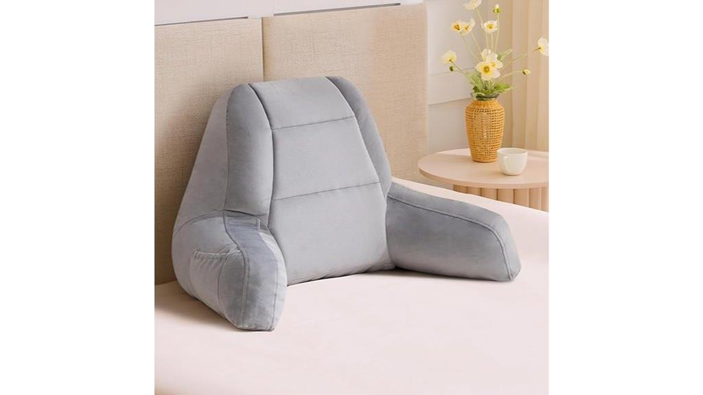 grey pillow bed sitting