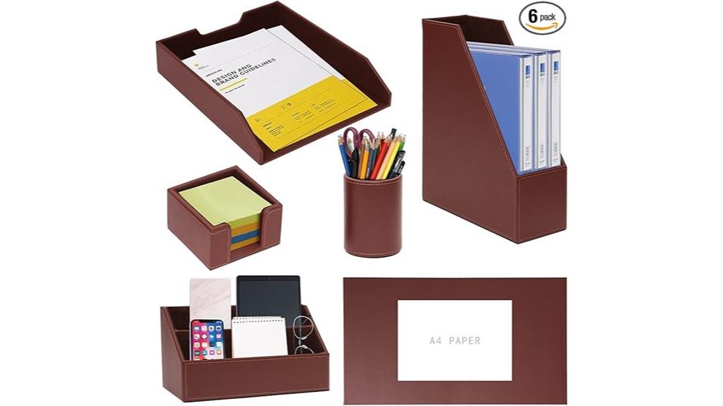leather desk organizer set