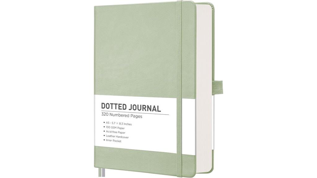 light green dotted notebook
