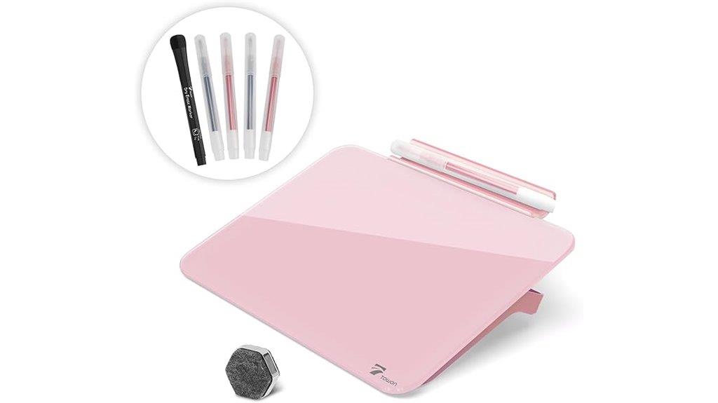pink glass desktop whiteboard