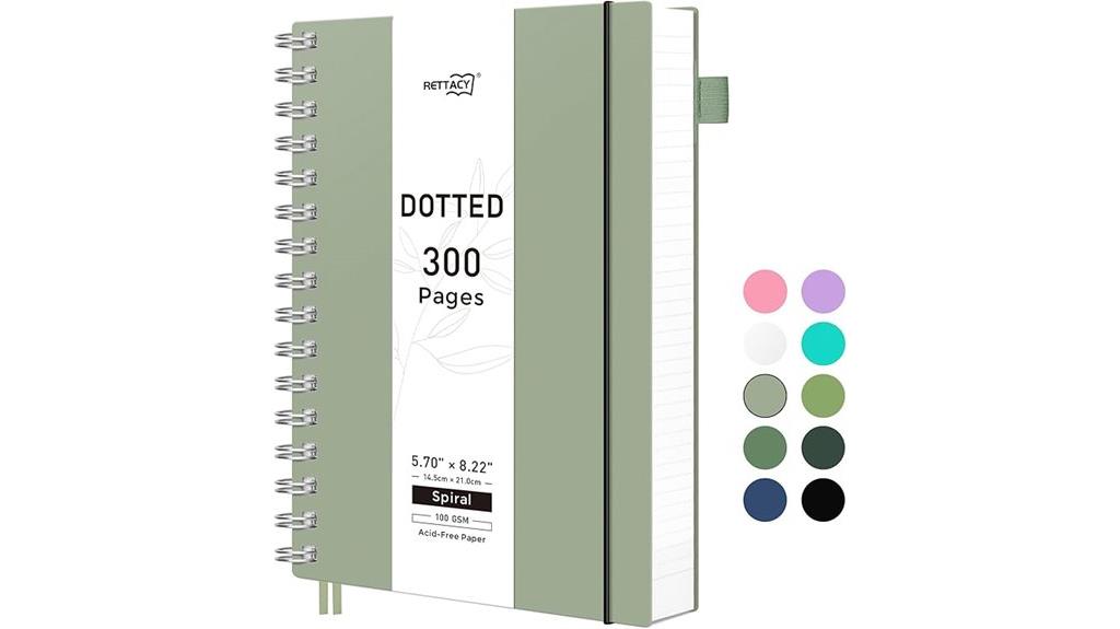 sage green dotted notebook