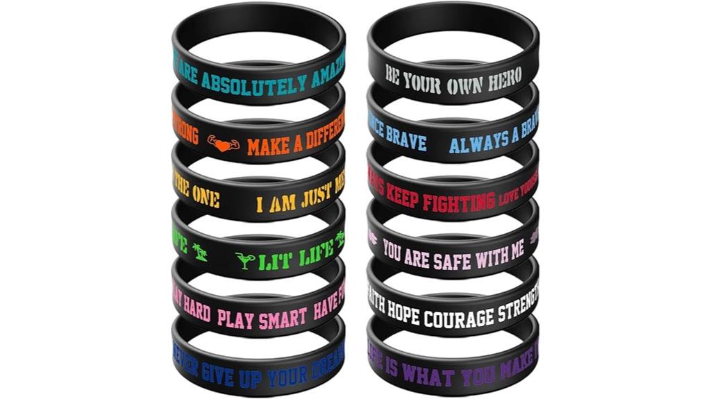 set of twelve motivational wristbands