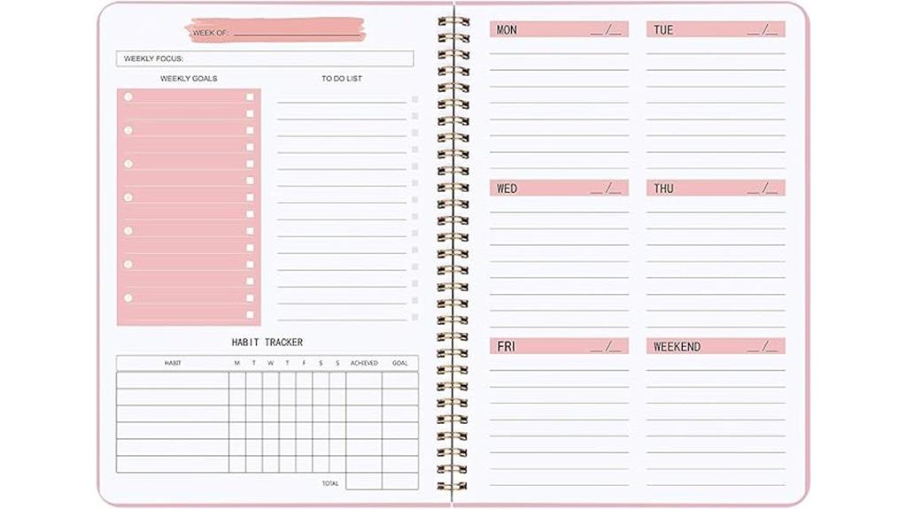 spiral bound weekly planner
