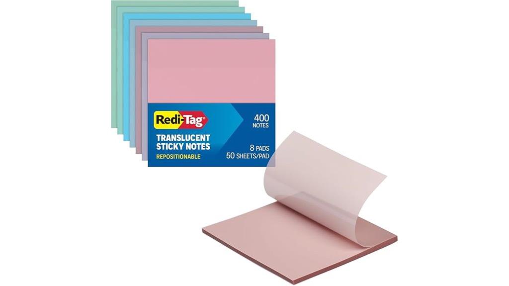 translucent sticky note pads