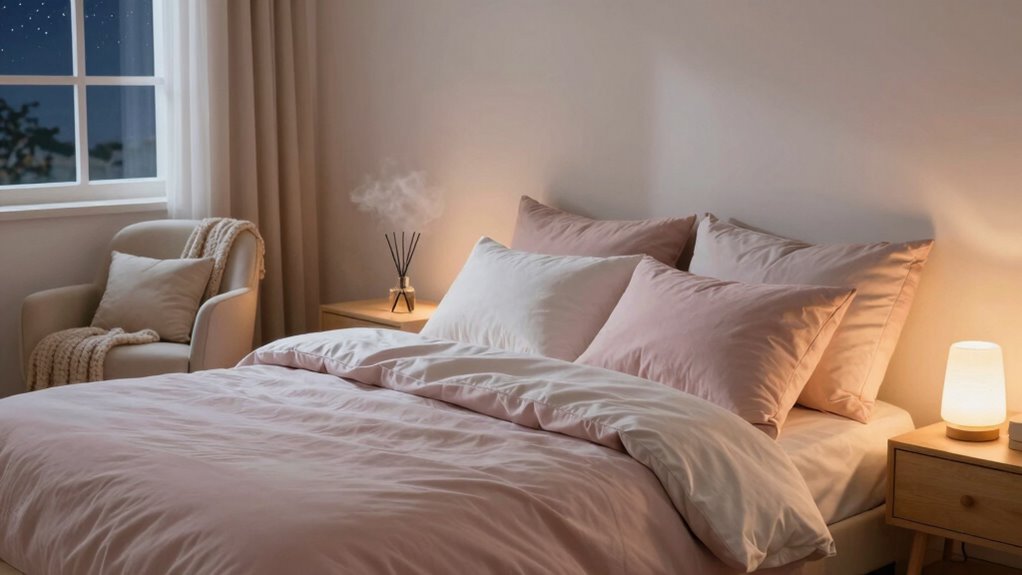 create a peaceful cozy bedroom